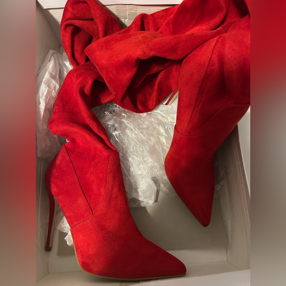 Elegant Red Stiletto Boots